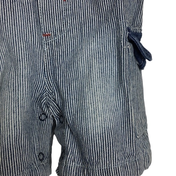 TOMMY HILFIGER Baby Overalls Denim Pinstripe Stripe Bibs Painter Patch Size 12M - Picture 8 of 13